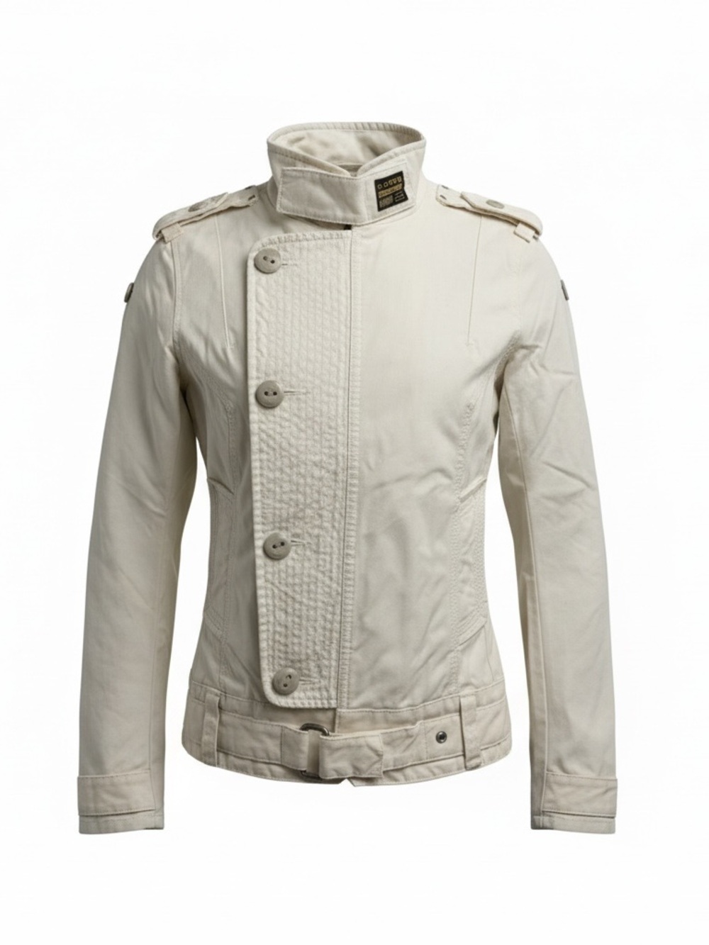 G-Star Cream High-Stand Collar Quilted Utility Jacket